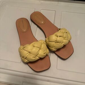 Marc Fisher Yellow Braided Slide Sandals